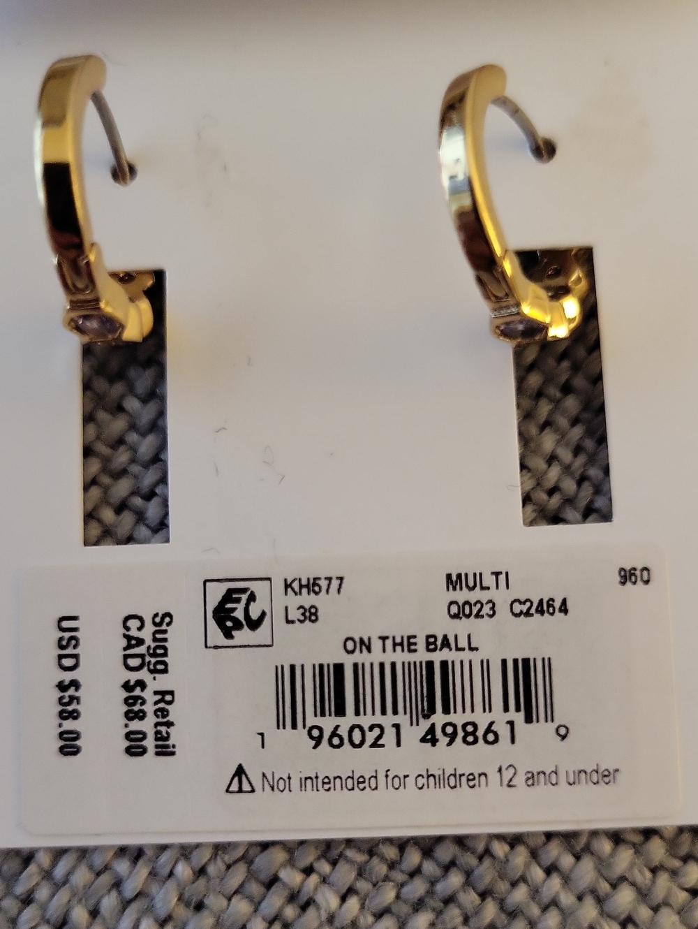 Kate Spade "On the Ball" Muliticolor Huggie Earrings - Picture 3 of 3